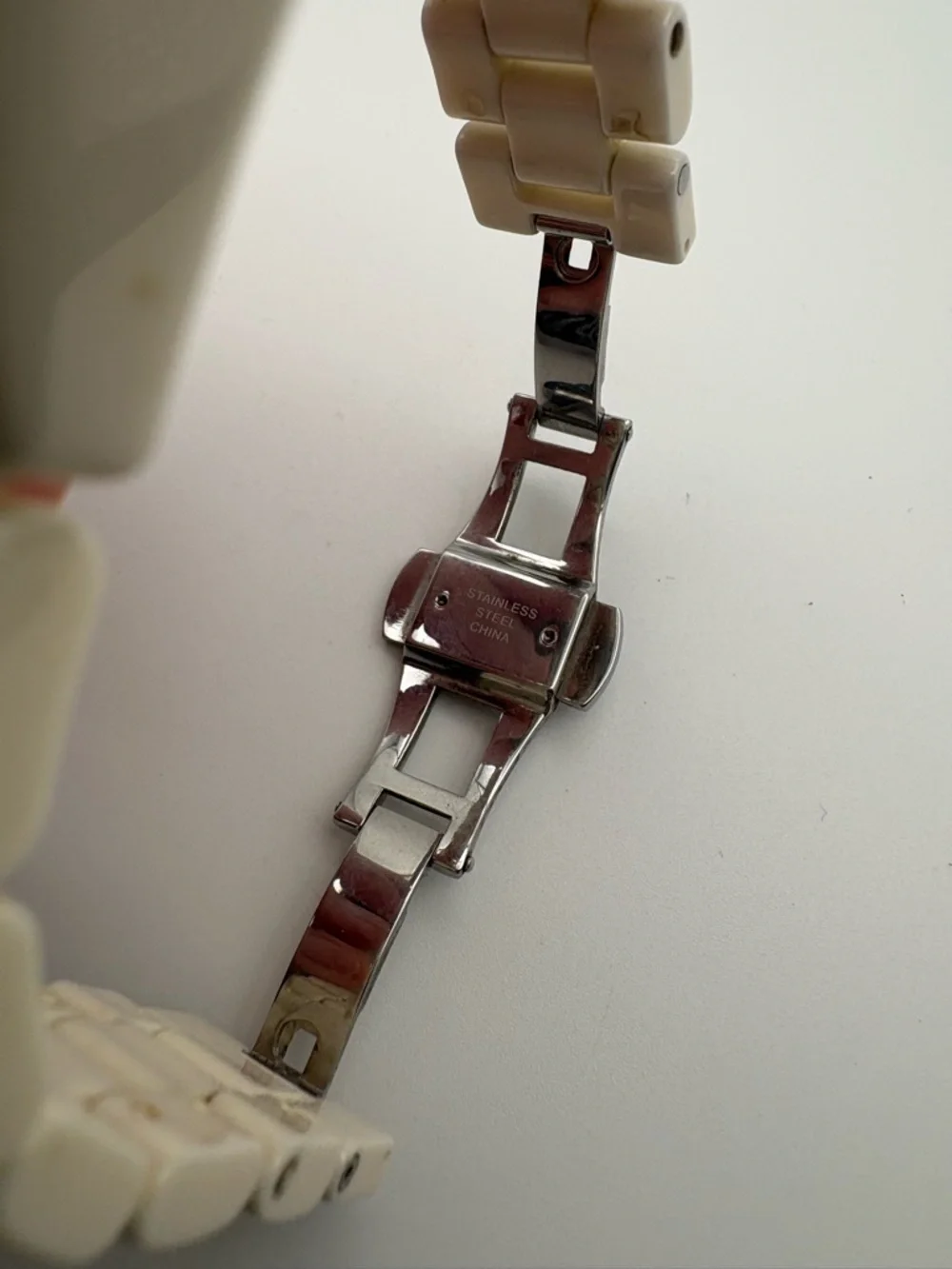 Adrienne Gold‎ Skeleton Dial Watch with Ceramic Band New Battery Works!